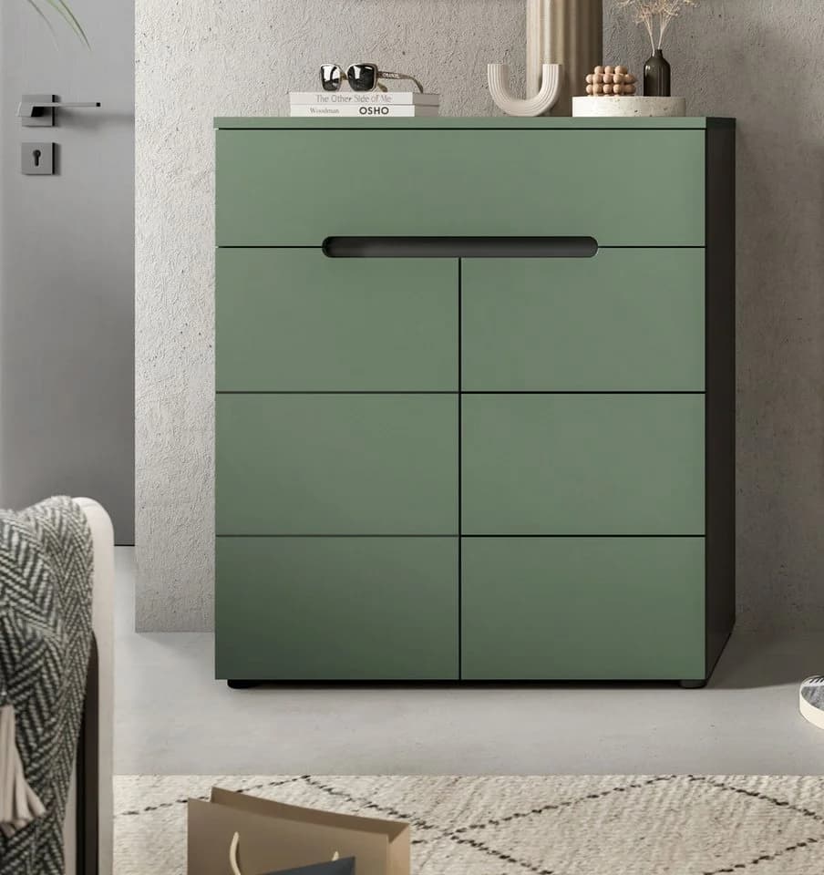 Home Affaire Schuhkommode REHAT Grau/Grün mit Soft-Close