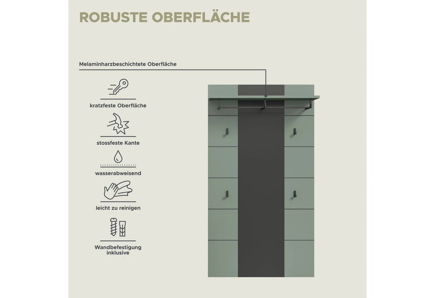 INOSIGN Garderobenpaneel REHAT Basalt Grau Smoke Grün - Bild 5
