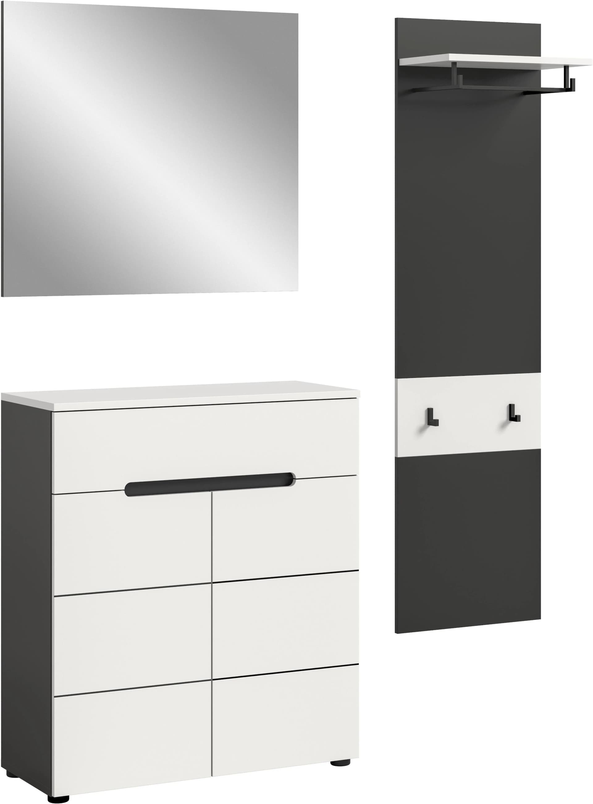 Garderoben-Set INOSIGN REHAT 3-teilig Basalt grau Weiß FSC-zertifizierter Holzwerkstoff