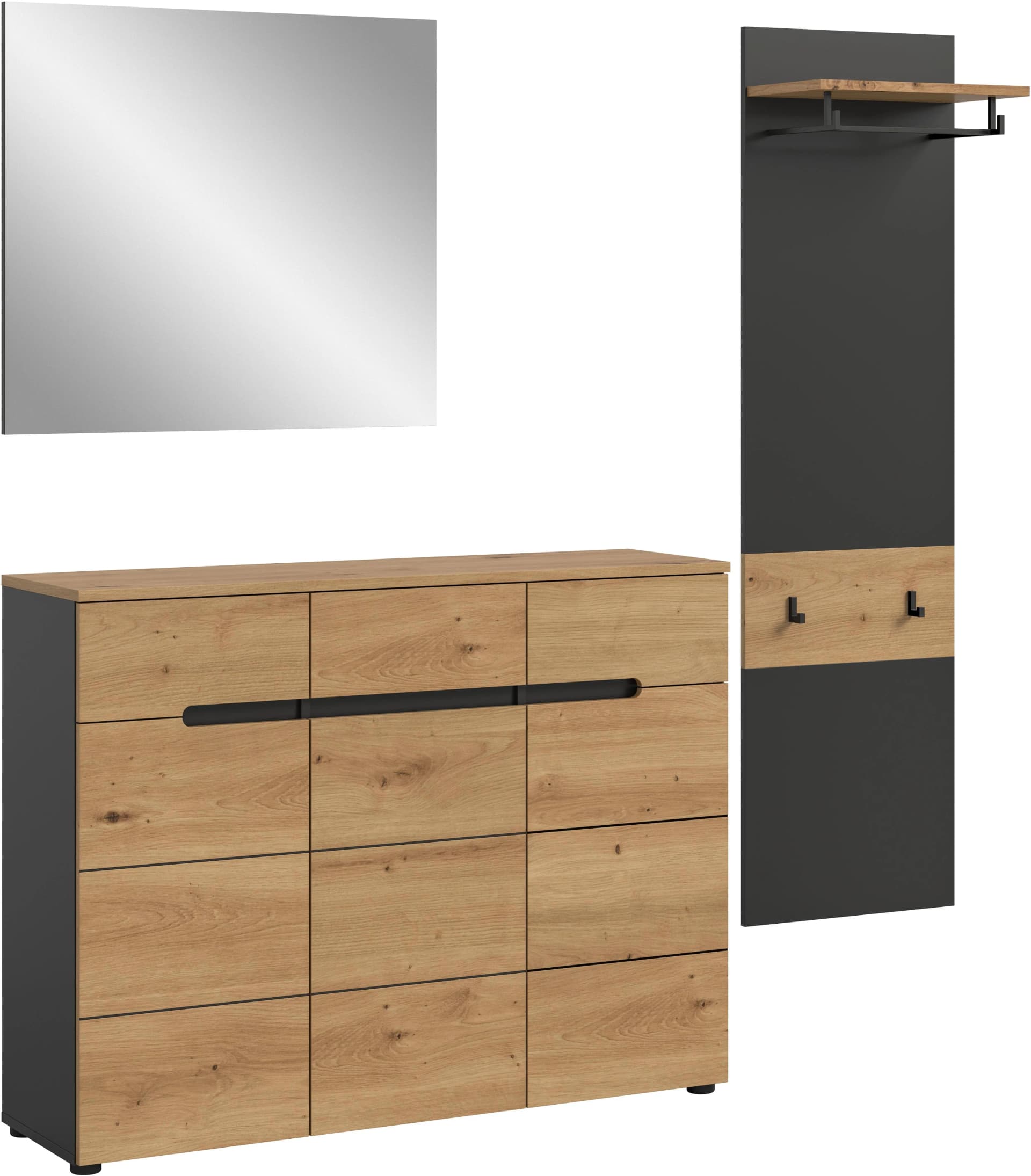 Garderoben-Set INOSIGN REHAT 3-teilig Basalt grau Artisan