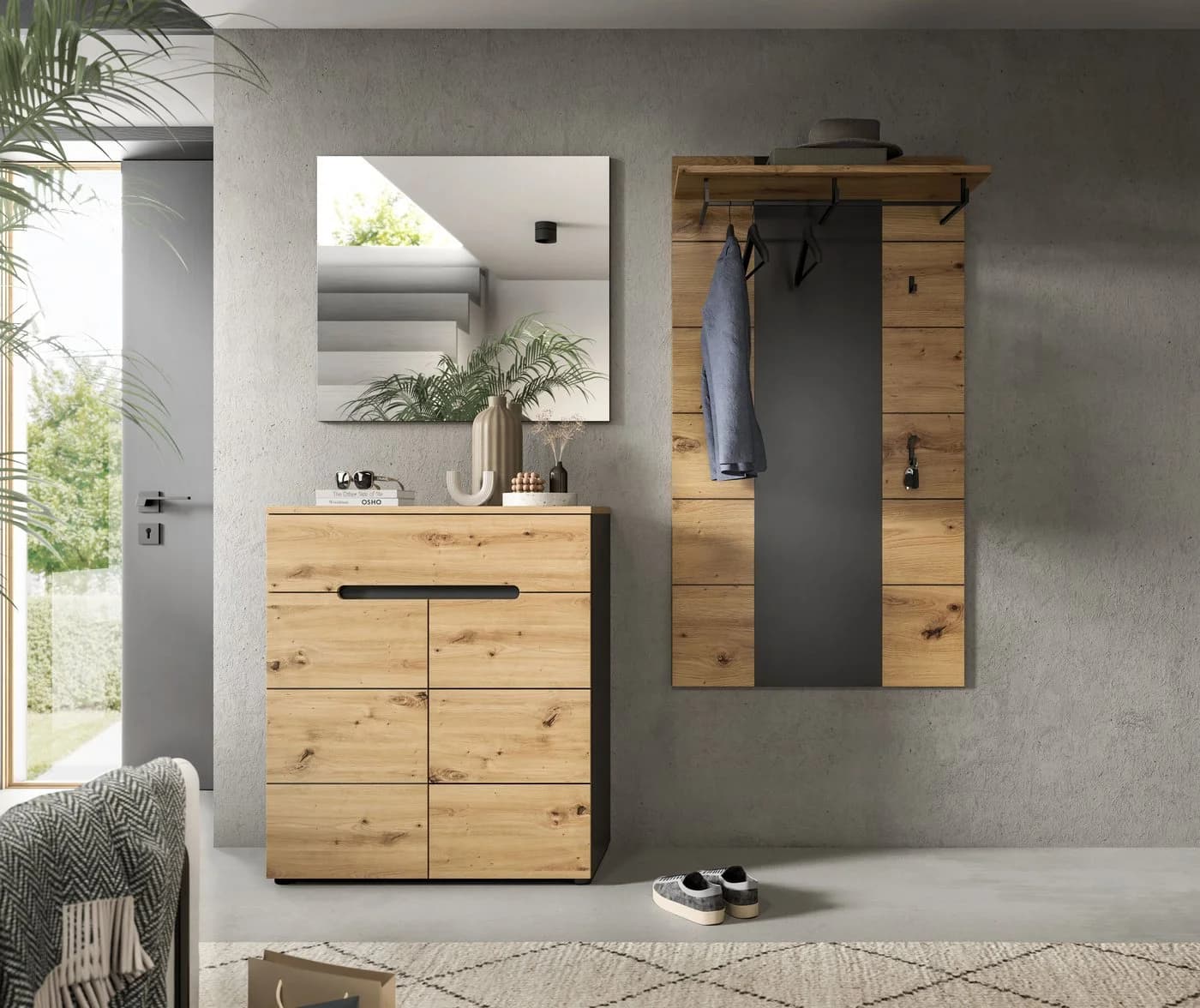 Garderoben-Set INOSIGN REHAT 3-teilig 175 cm Basalt grau NB Artisan NB