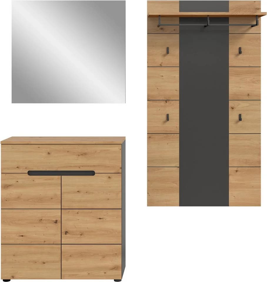 Garderoben-Set INOSIGN REHAT 3-teilig 175 cm Basalt grau NB Artisan NB - Bild 3