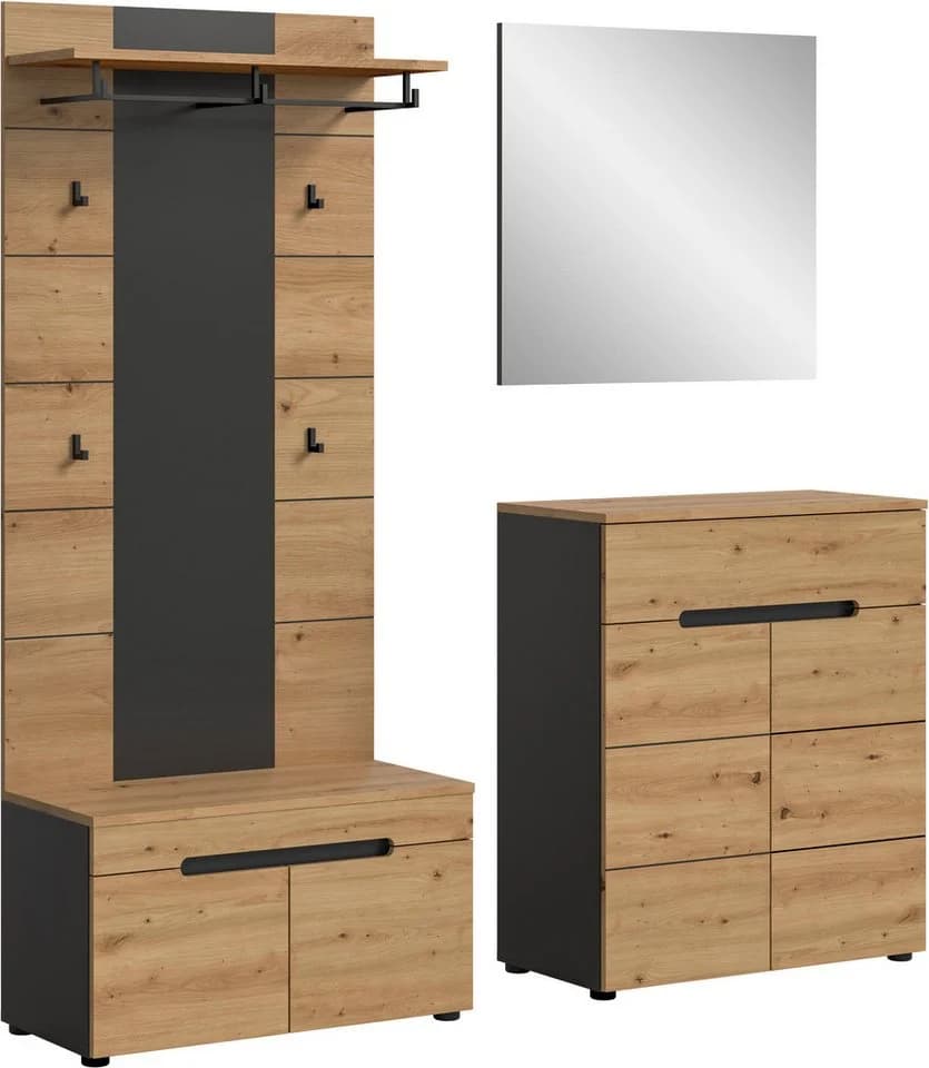 INOSIGN Garderoben-Set REHAT 4-teilig Basalt Grau Artisan NB FSC-zertifizierter Holzwerkstoff - Bild 2