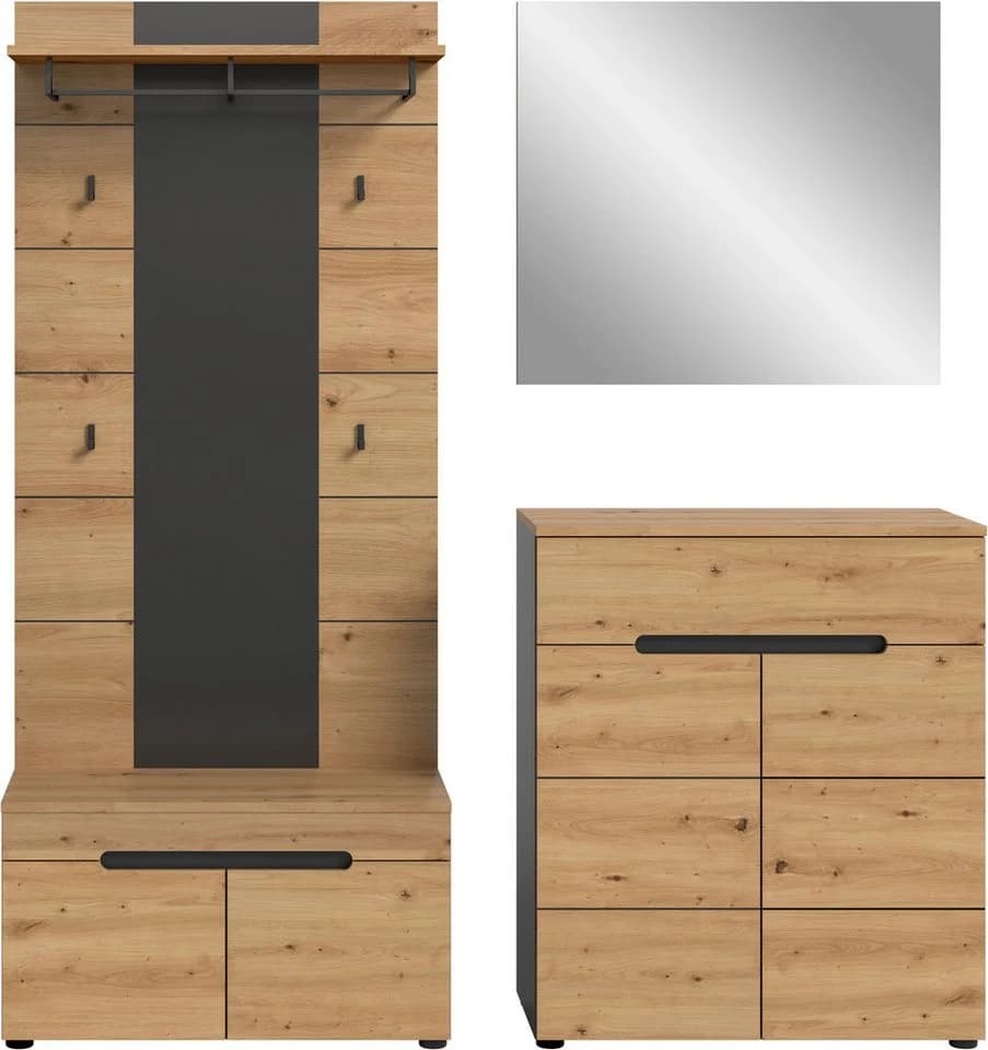 INOSIGN Garderoben-Set REHAT 4-teilig Basalt Grau Artisan NB FSC-zertifizierter Holzwerkstoff - Bild 3