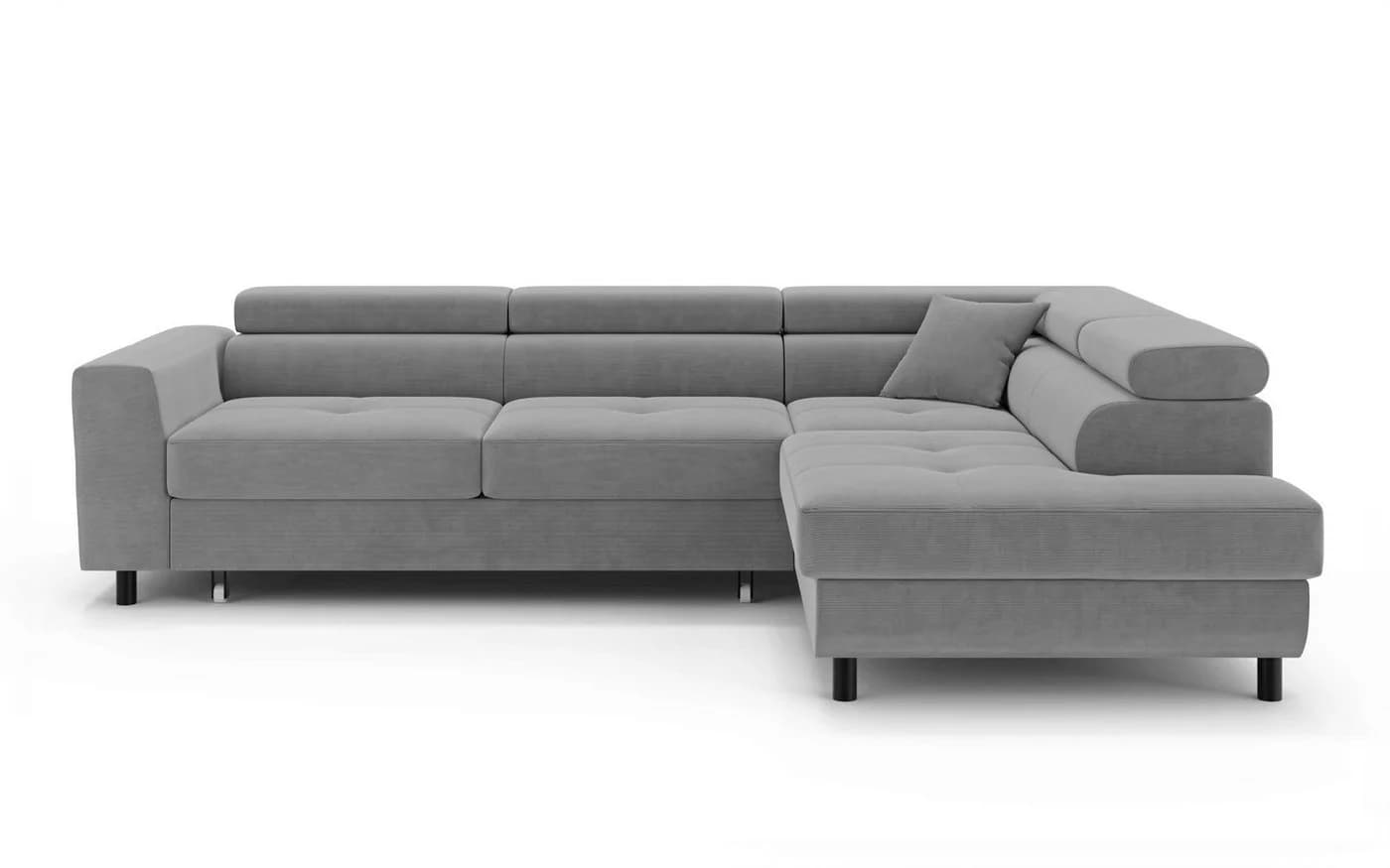 OTTO HOME AADEN Ecksofa mit Bettfunktion Grau Velvet