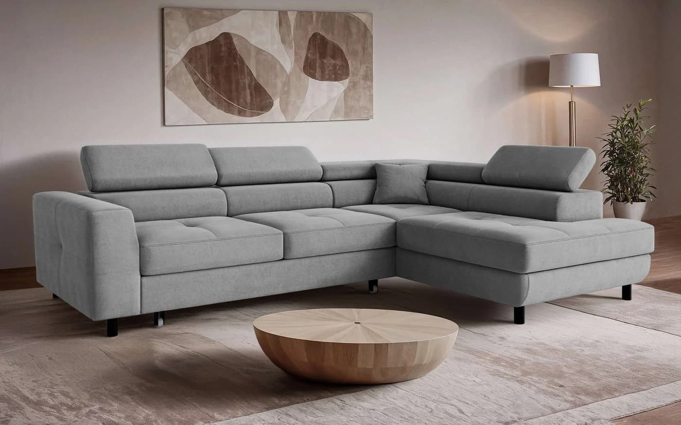 OTTO HOME AADEN Ecksofa mit Bettfunktion Grau Velvet - Bild 2