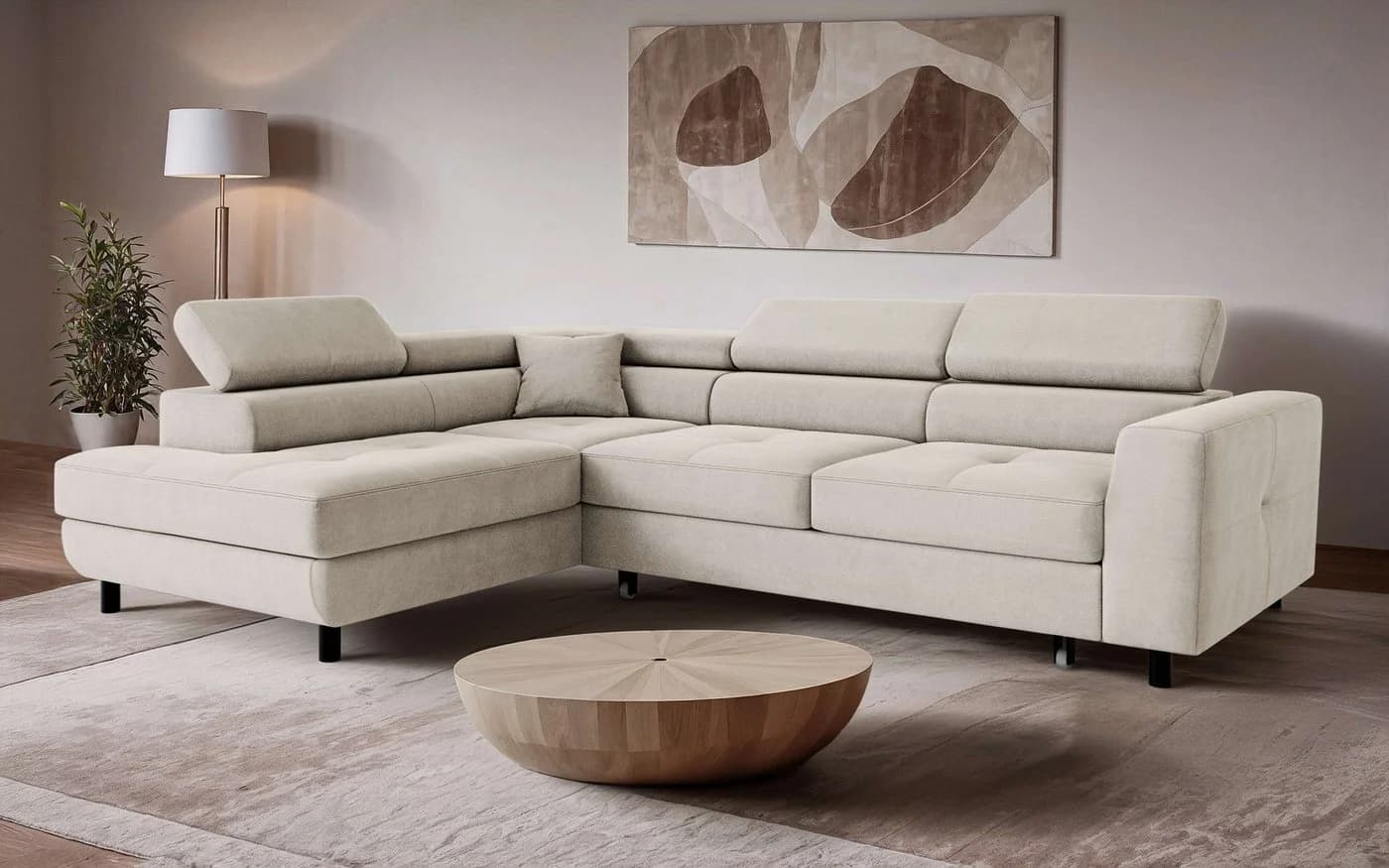 OTTO HOME AADEN Ecksofa mit Bettfunktion und Bettkasten Taupe - Bild 2