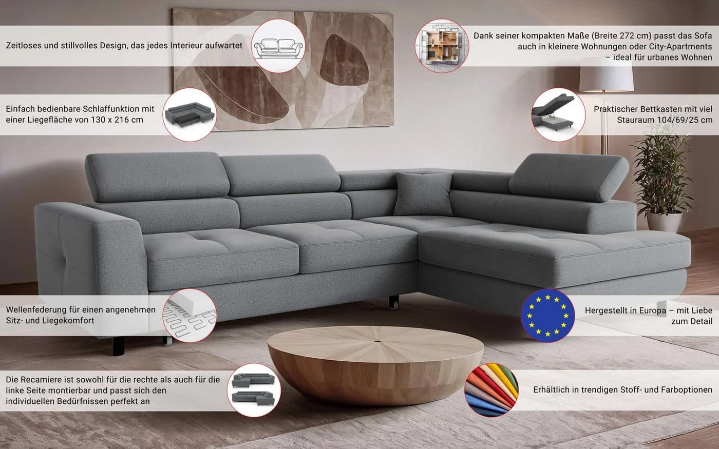OTTO HOME Ecksofa AADEN Schlafsofa mit Bettkasten Anthrazit - Bild 3