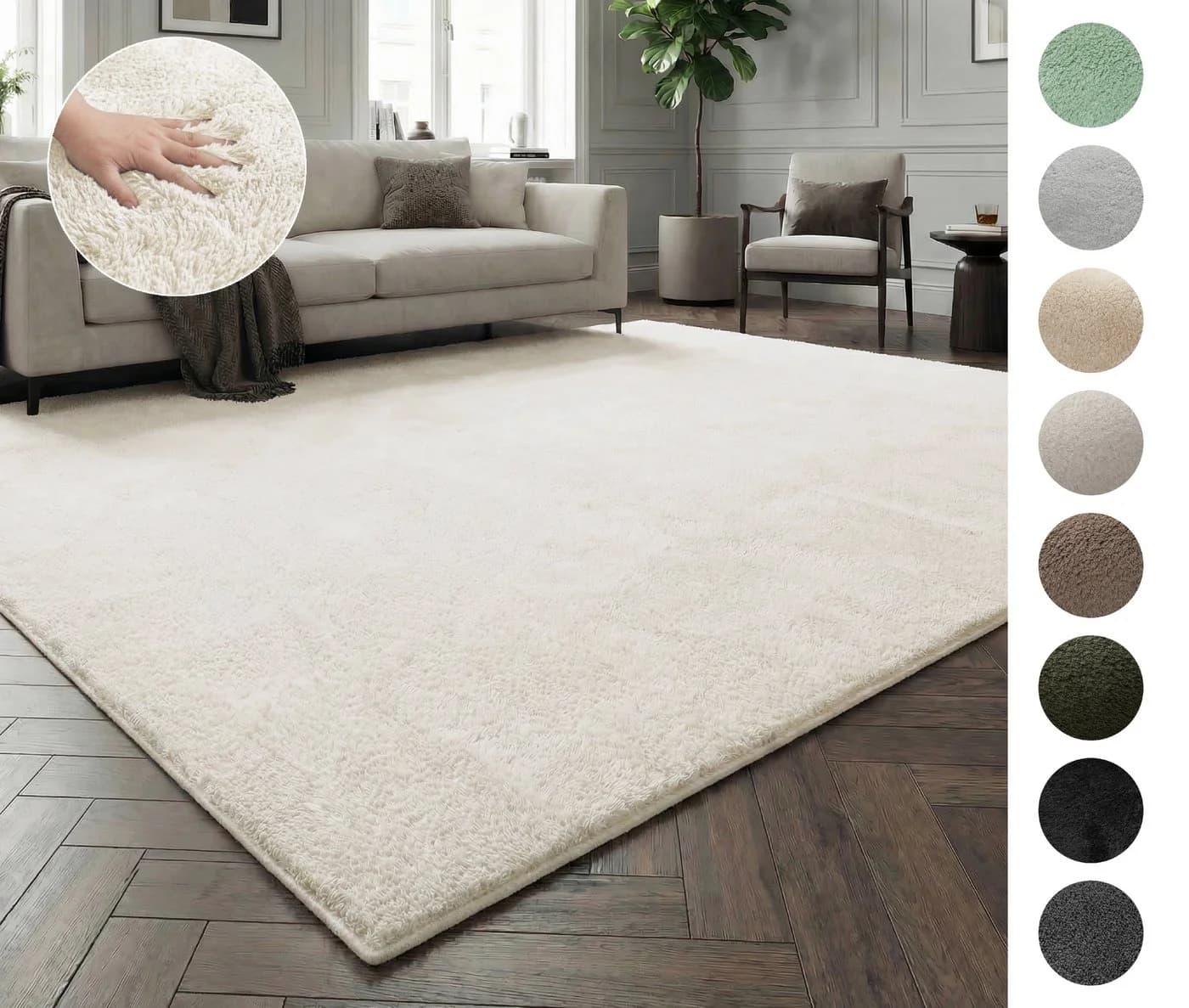 OTTO home Teppich Cali Uni Beige Kuschelig Waschbar - Bild 2