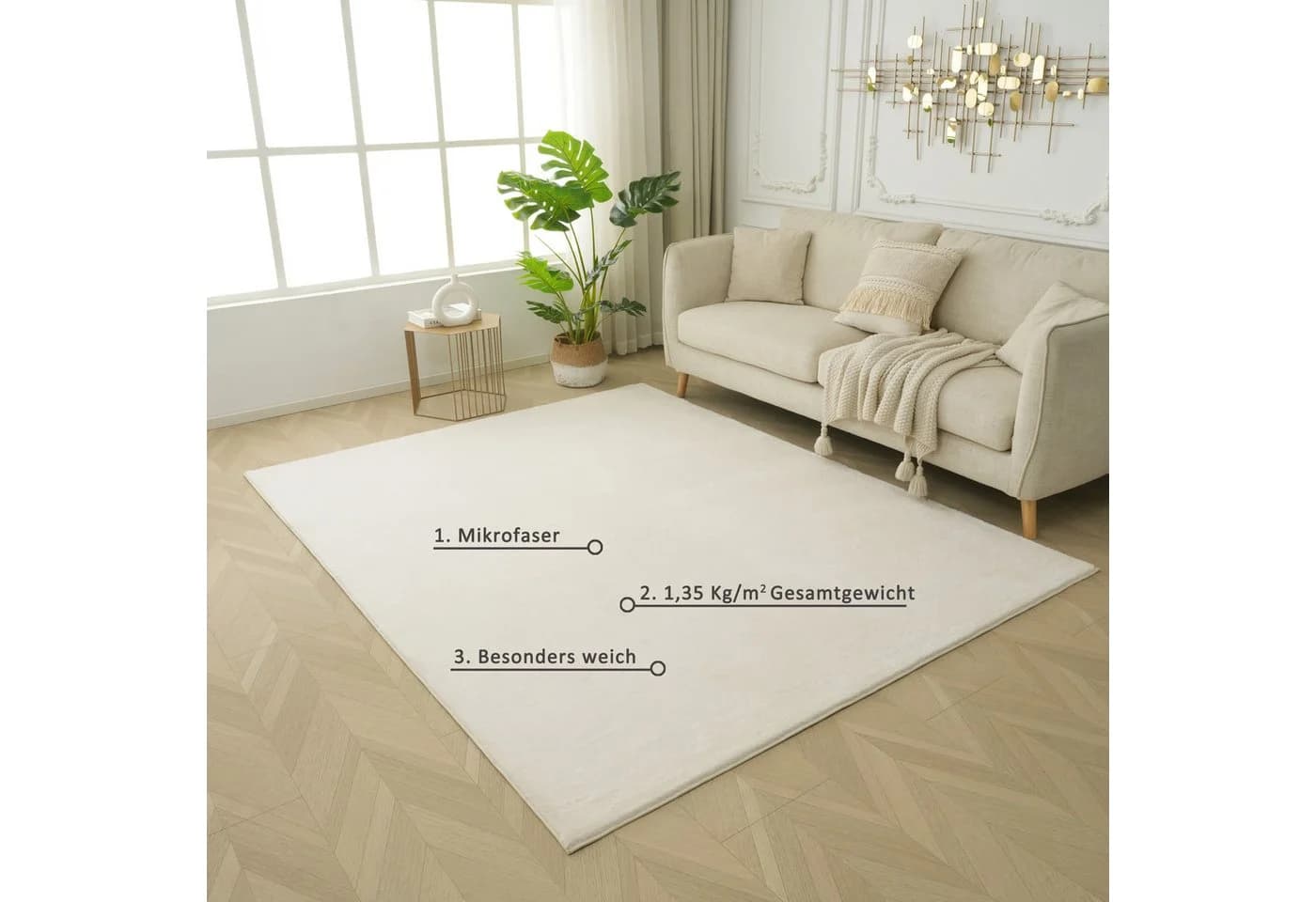 OTTO home Teppich Cali Uni Beige Kuschelig Waschbar - Bild 5