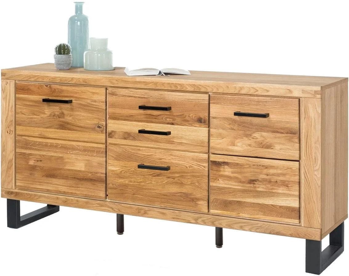 Kommode HOME AFFAIRE Industriestil Teilmassiv Eiche Schwarz