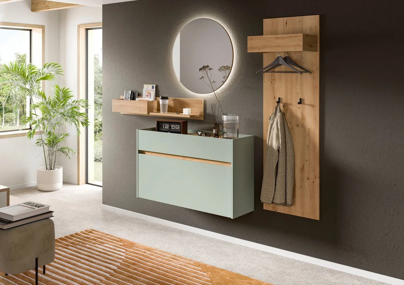 Eleganter Wandspiegel aus Eiche in Braun - Bild 4