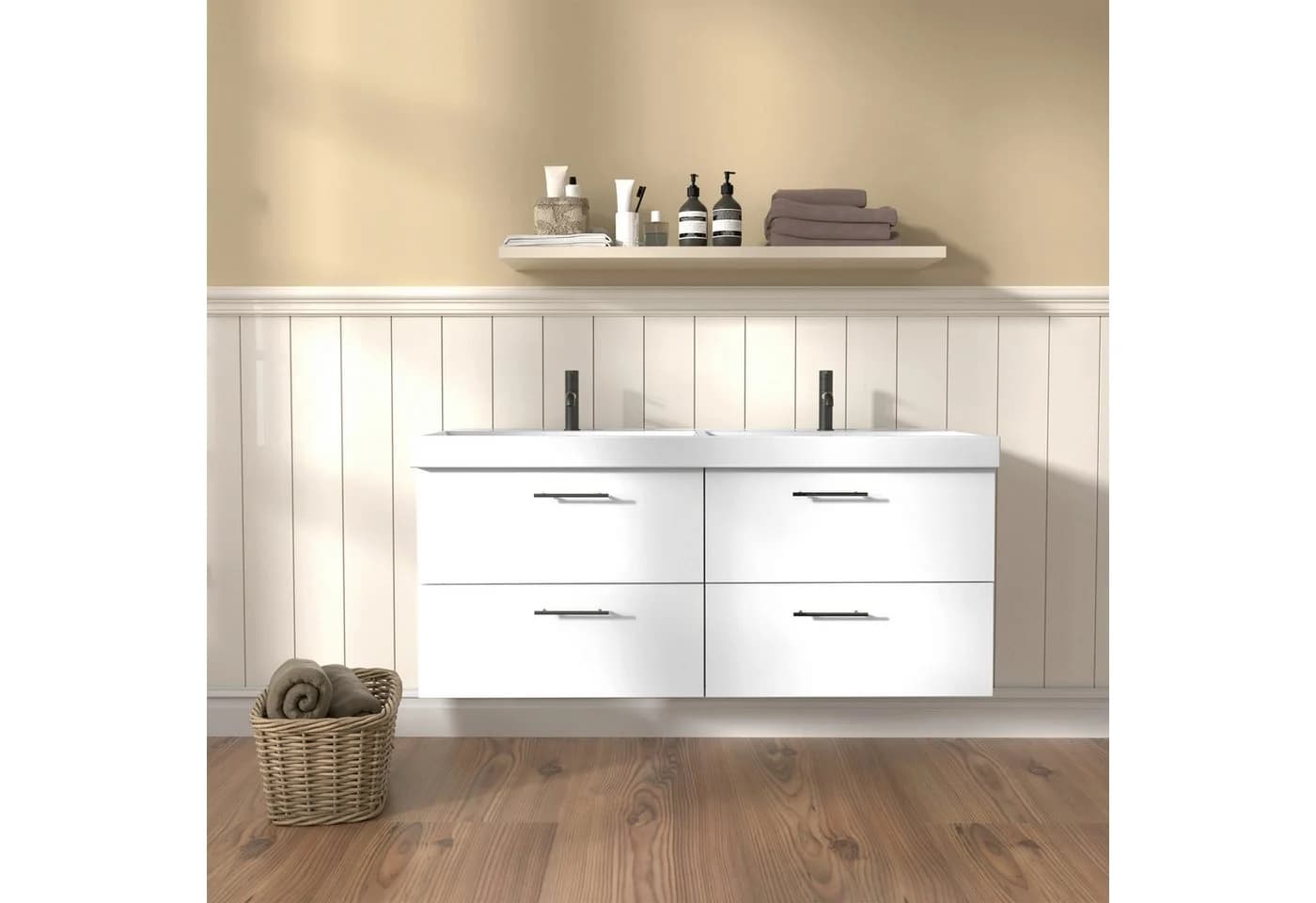 WELLTIME Trento Deluxe Einbauwaschbecken weiß 121x46x16,5cm - Bild 4