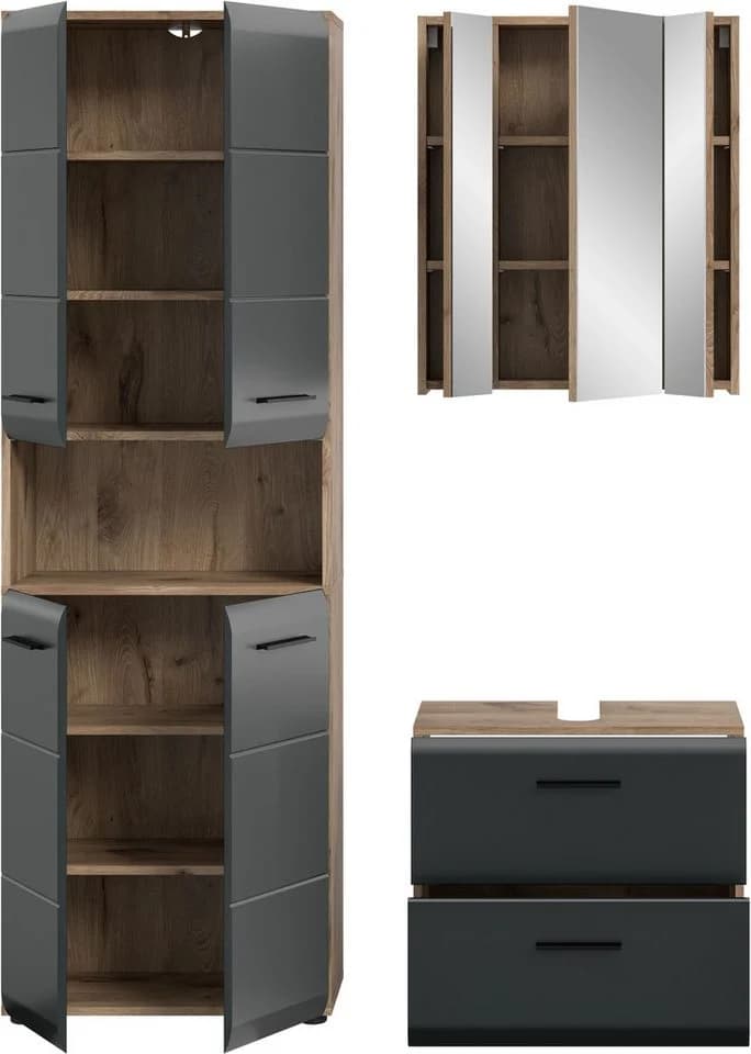 WELLTIME Badmöbel-Set FLORENZ 3-teilig MDF Schwarz Matt - Bild 4