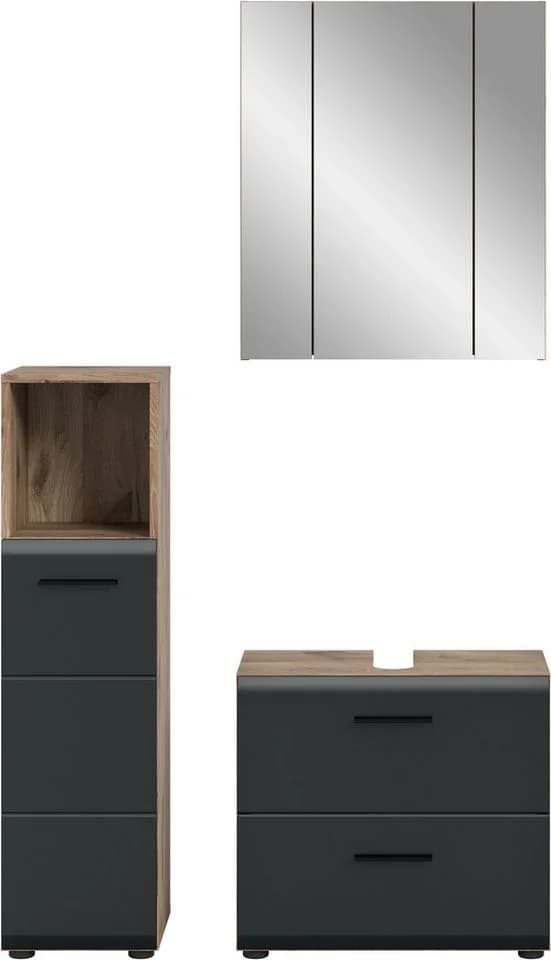 Badmöbel-Set INOSIGN Florenz 3-teilig MDF Front Schwarz - Bild 2