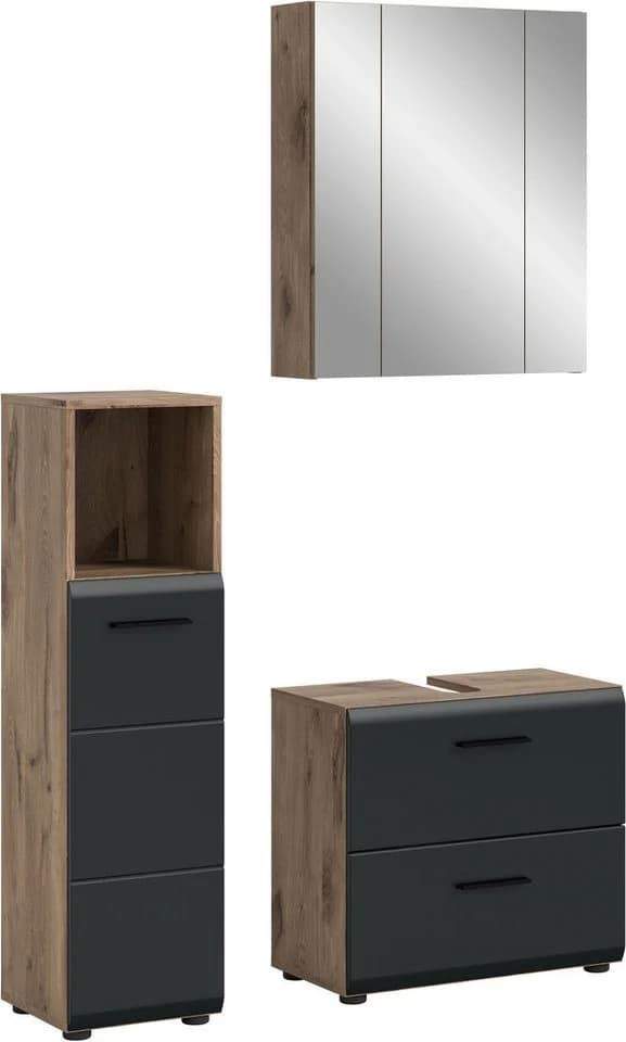 Badmöbel-Set INOSIGN Florenz 3-teilig MDF Front Schwarz - Bild 3