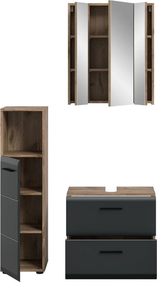 Badmöbel-Set INOSIGN Florenz 3-teilig MDF Front Schwarz - Bild 4