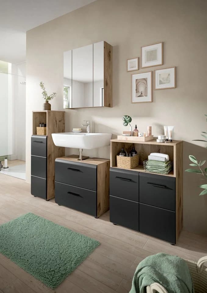 Badmöbel-Set INOSIGN Florenz 3-teilig MDF Front Schwarz - Bild 5