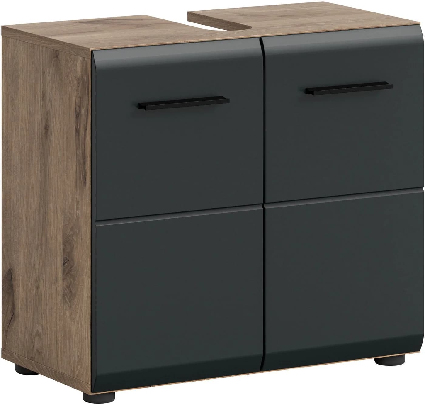 WELLTIME Waschbeckenunterschrank Florenz Schwarz Matt 60cm - Bild 2