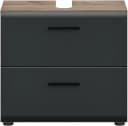 WELLTIME Waschbeckenunterschrank Florenz 60cm Schwarz Matt 2 Schubladen Bild 3