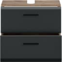 WELLTIME Waschbeckenunterschrank Florenz 60cm Schwarz Matt 2 Schubladen Bild 4