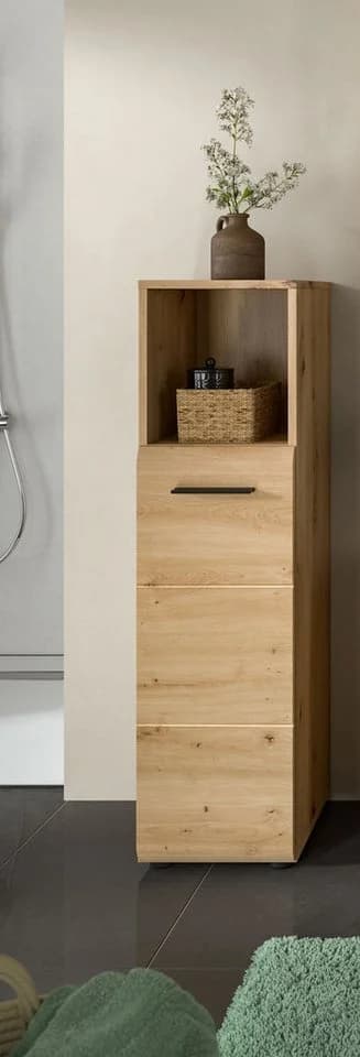 WELLTIME Stauraumschrank Florenz 110cm Braun MDF Badschrank