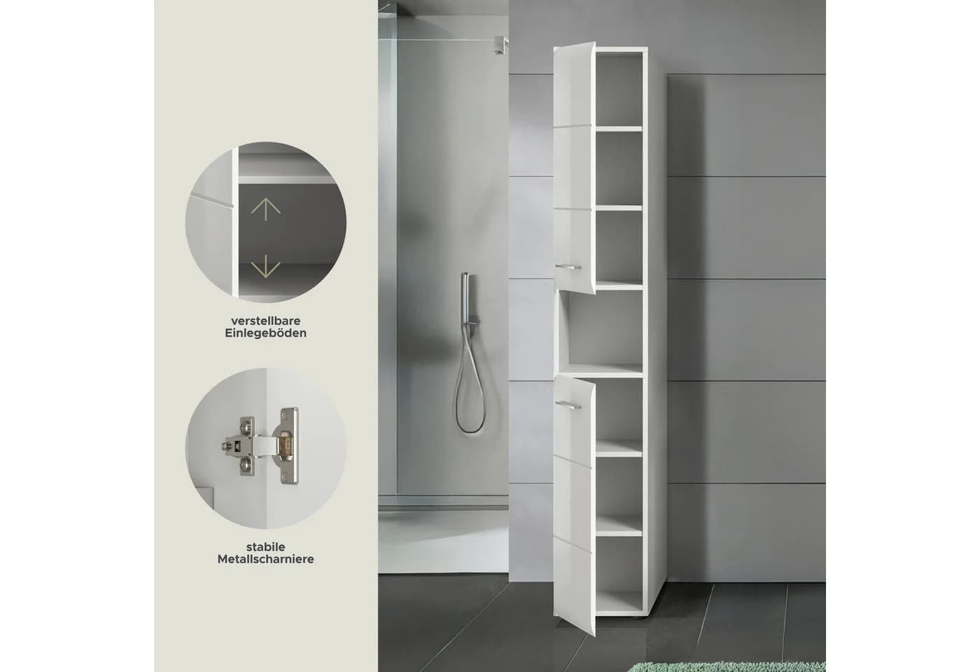 INOSIGN Stauraumschrank Florenz Weiß Hochglanz Tiefzieh 185 cm Hoch - Bild 3