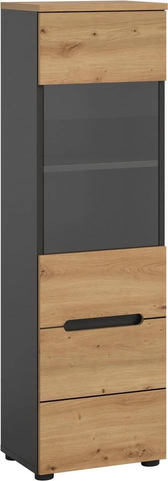 INOSIGN Vitrine REHAT 125 cm Höhe, 1 Glastür, 1 Boden, 3 Fächer, Basalt grau, Artisan NB - Bild 2