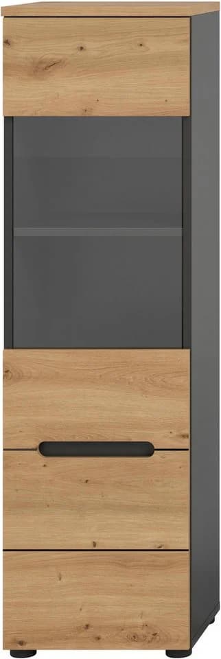 INOSIGN Vitrine REHAT 125 cm Höhe, 1 Glastür, 1 Boden, 3 Fächer, Basalt grau, Artisan NB - Bild 4