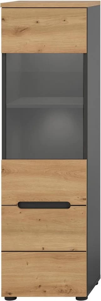 INOSIGN Vitrine REHAT 125 cm Höhe, 1 Glastür, 1 Boden, 3 Fächer, Basalt grau, Artisan NB - Bild 5