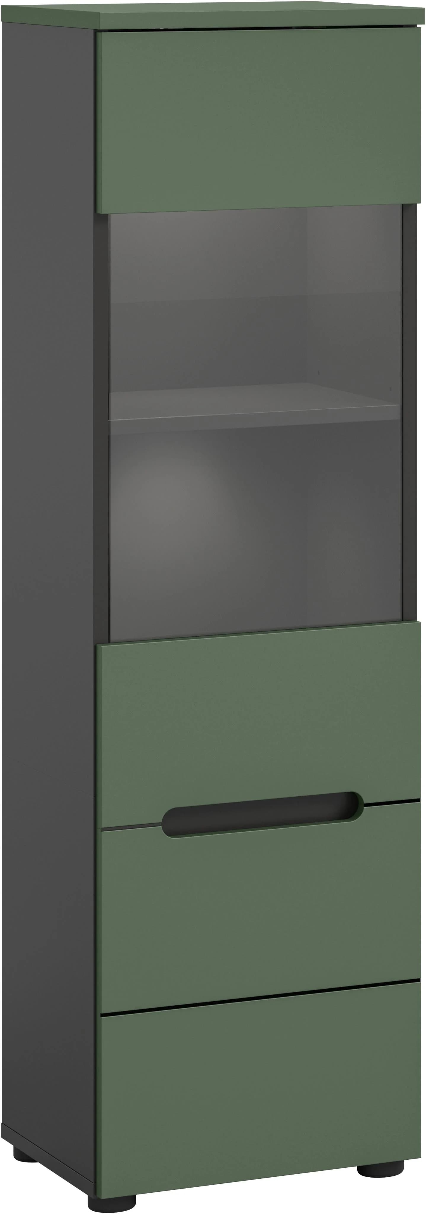 INOSIGN Vitrine REHAT 125 cm 1 Glastür 1 Boden 3 Fächer Basalt Grau Smoke Grün - Bild 5