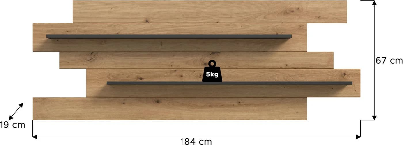 INOSIGN Wandboard REHAT 180 cm inkl. 2 Ablageböden - Bild 5