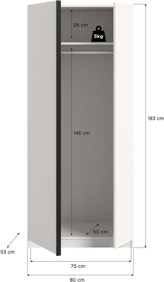 Home affaire Kleiderschrank BENDINGO, TOPSELLER!, Schlafzimmerschrank, Schrank, Garderobenschrank, 2-türig, inkl. 1 Kleiderstange und 1 Ablageboden - Bild 2