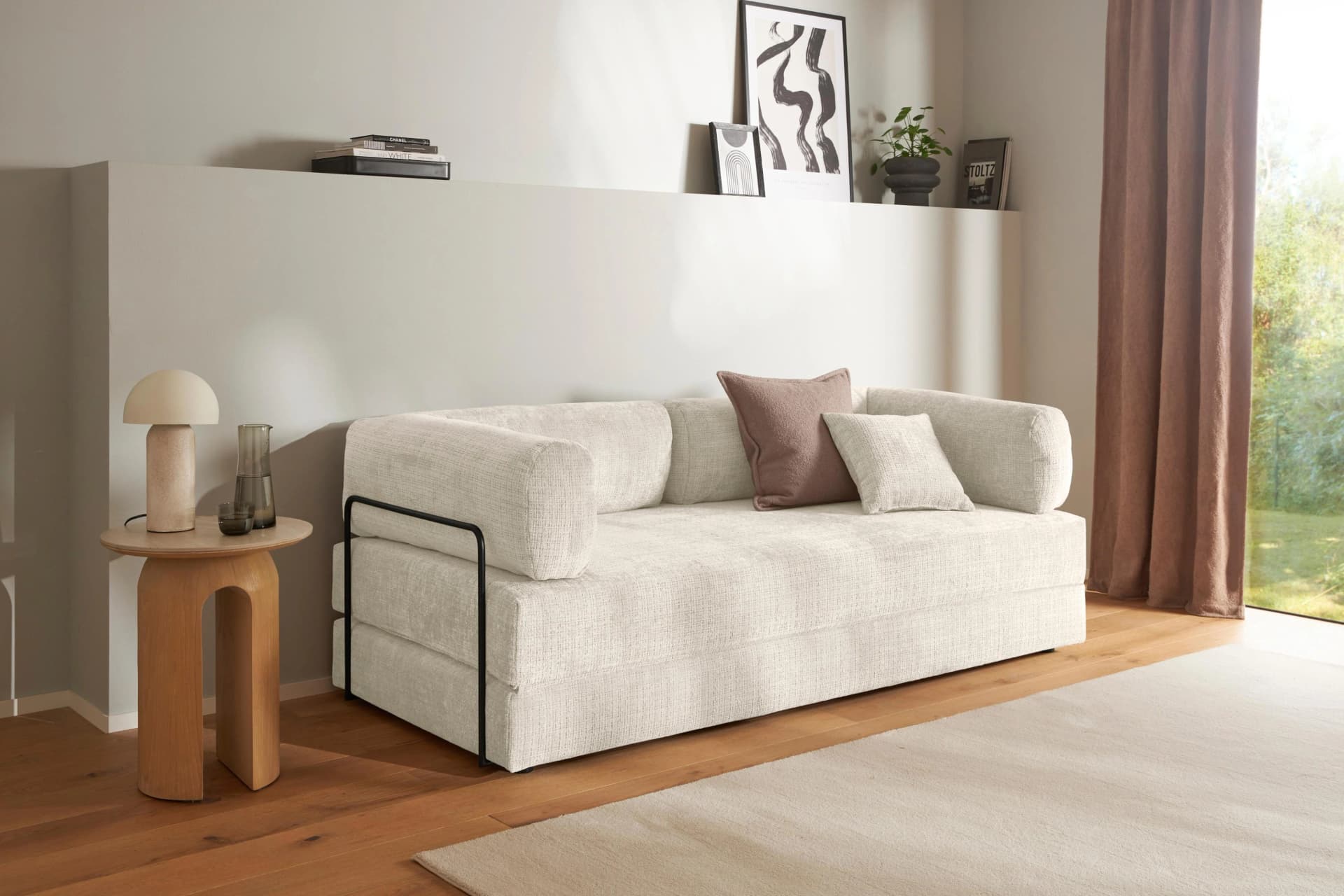 Schlafsofa Folda Beige Tonnentaschenfederkern