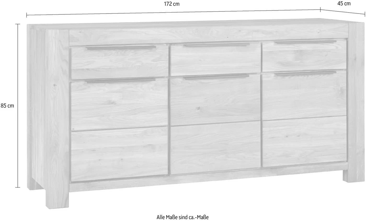 Kommode HOME AFFAIRE Braun Eiche Massivholz 6 Fächer 3 Schubladen - Bild 3