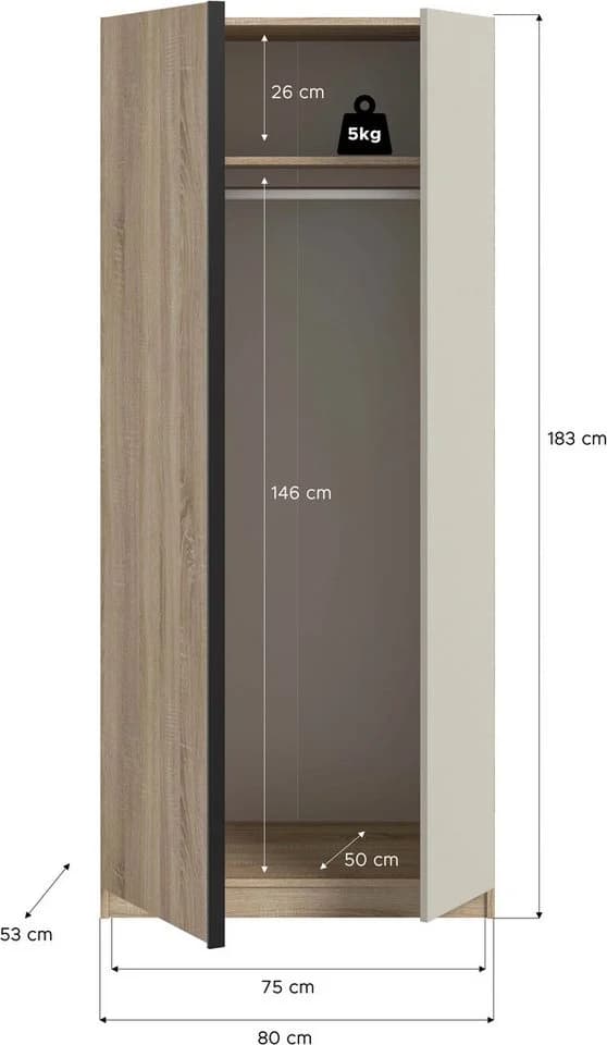 Kleiderschrank Landhausstil Eiche Sonoma - Bild 5