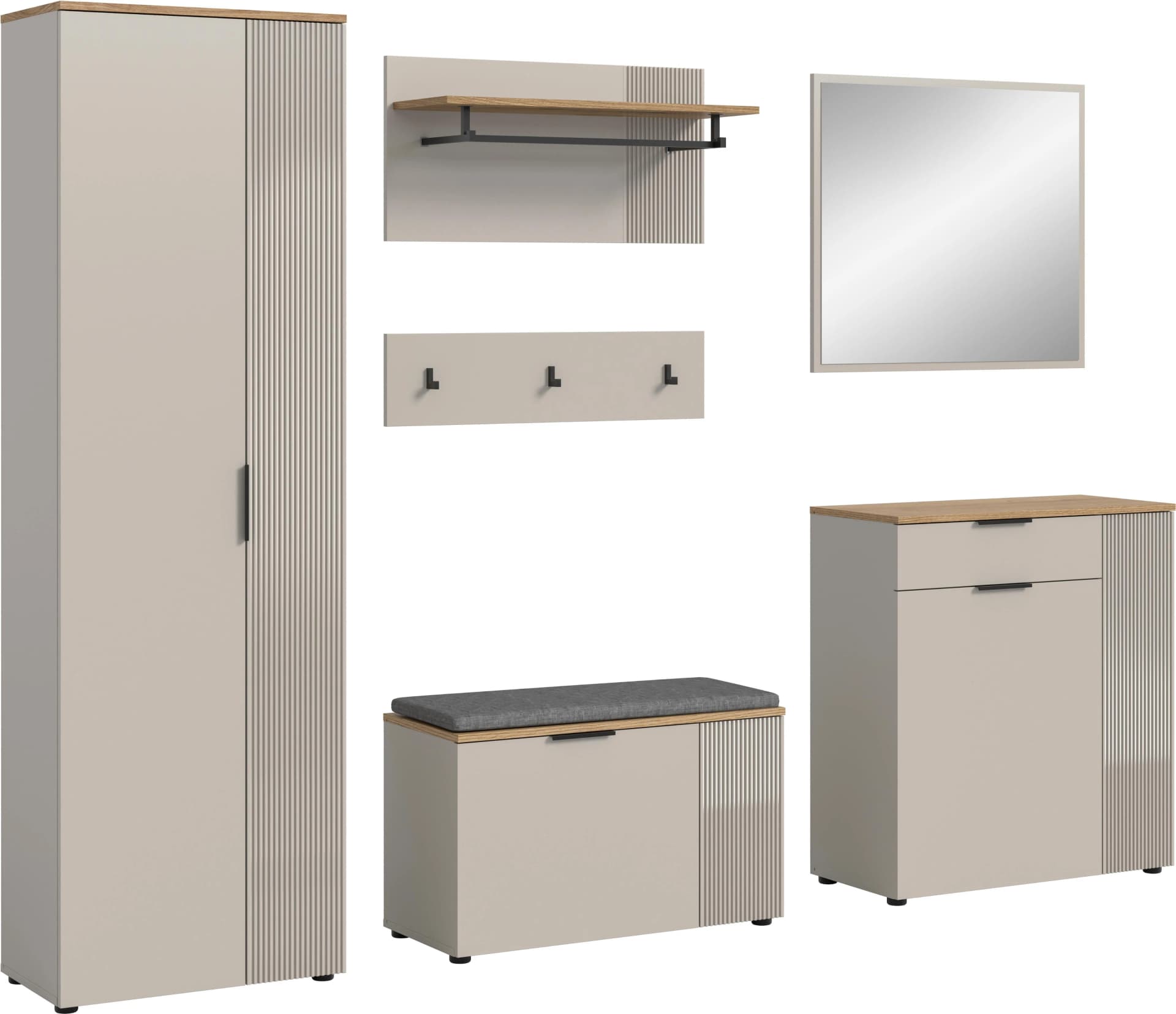Garderoben-Set INOSIGN EDIL 6-teilig mit hochwertiger Längsfräsung
