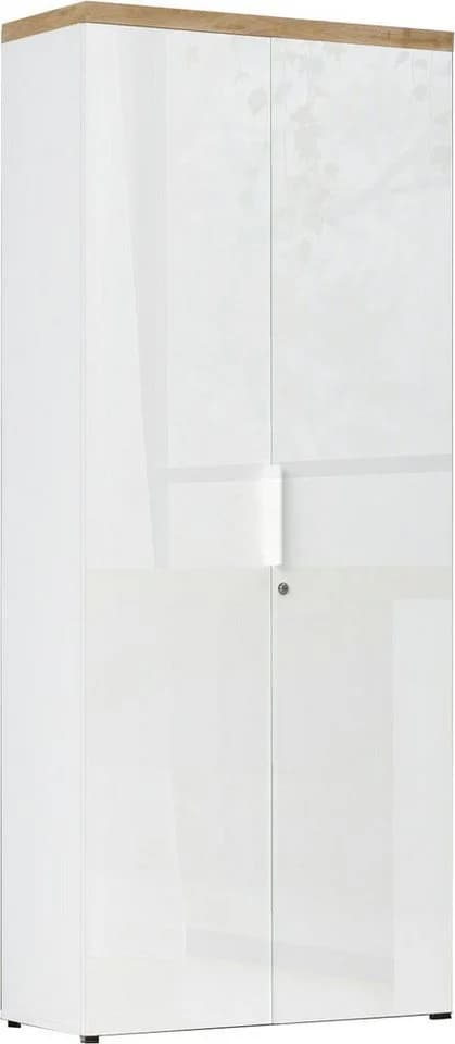 Aktenschrank INOSIGN Easy B/H 81/193 cm Büroschrank Mehrzweckschrank Weiß Hochglanz Lack Eiche Cadiz Dekor - Bild 2