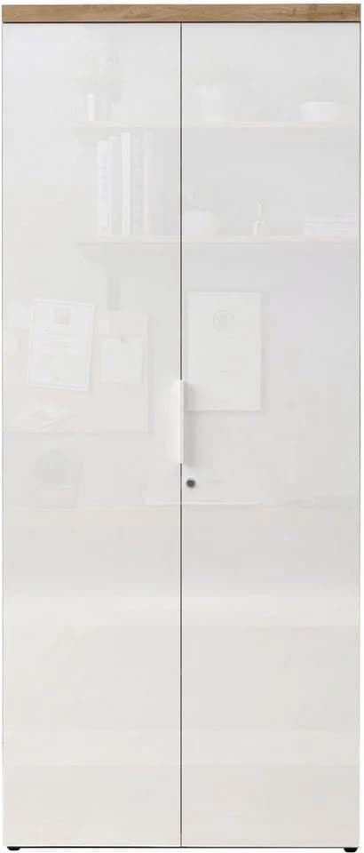 Aktenschrank INOSIGN Easy B/H 81/193 cm Büroschrank Mehrzweckschrank Weiß Hochglanz Lack Eiche Cadiz Dekor - Bild 3