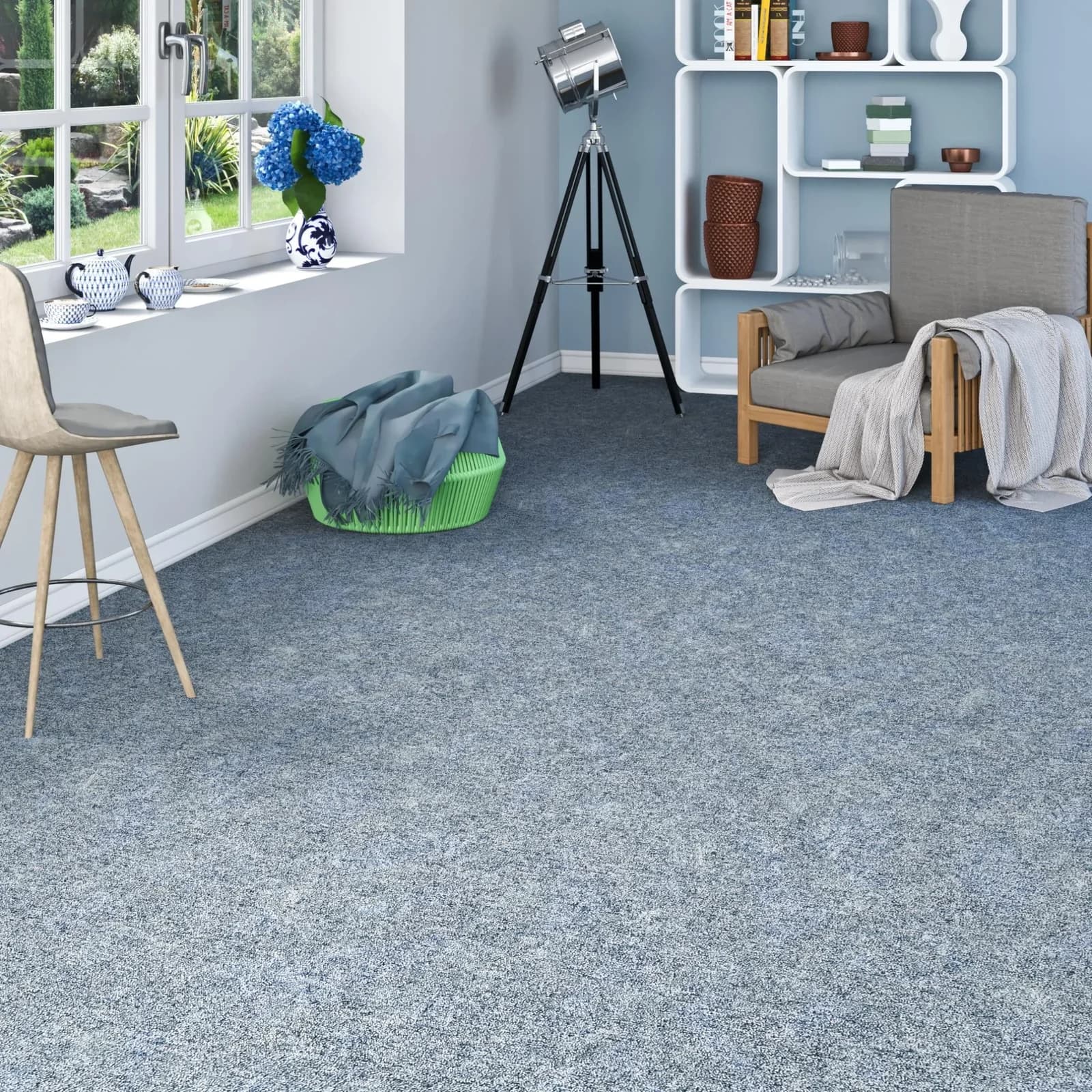 Teppichboden MY HOME Caio Schlinge Blau Kunstfaser