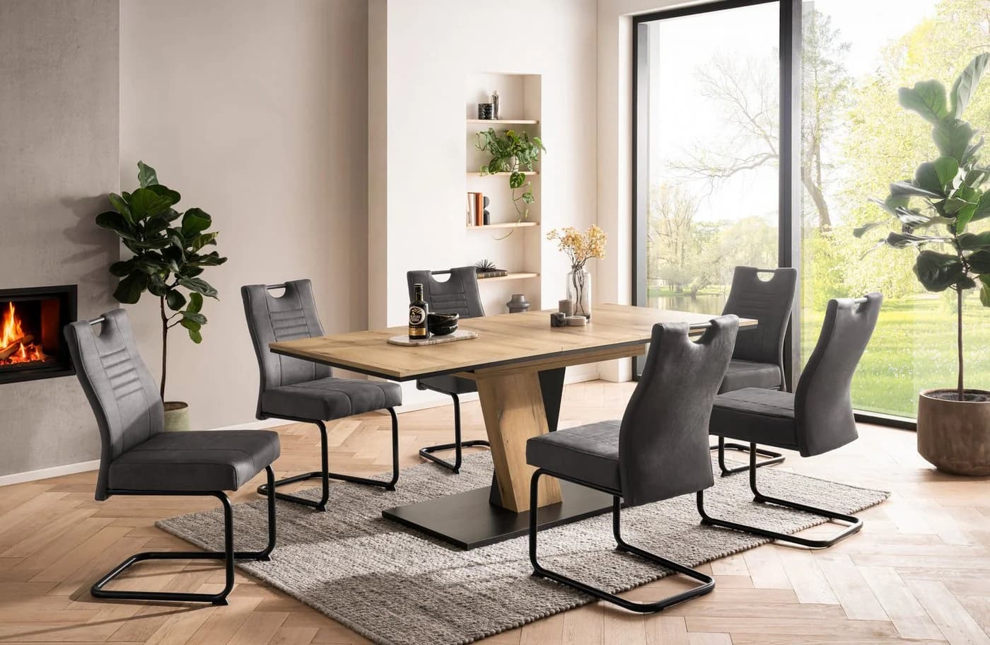 OTTO Home Essgruppe Altona Esstisch Ausziehbar 6 Stühle Federkorb - Bild 2
