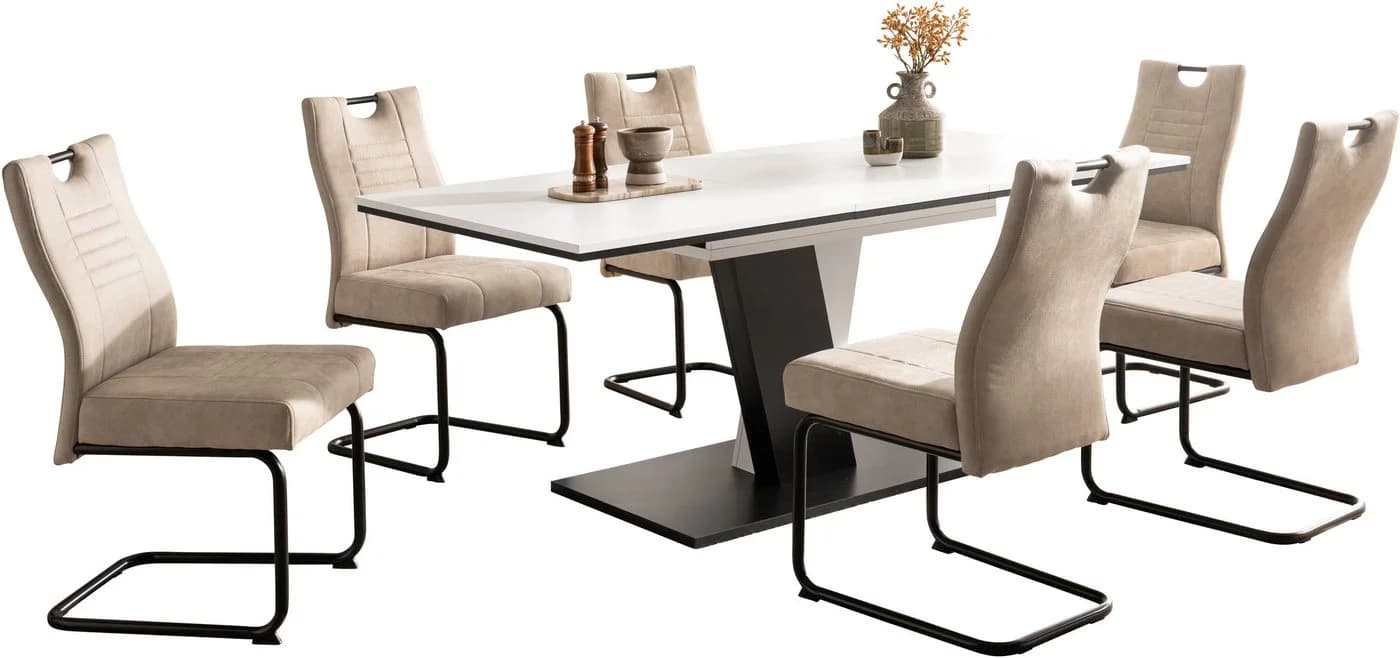 OTTO HOME Essgruppe Altona Ausziehbarer Tisch 6 Stühle Federkorb Microfaser