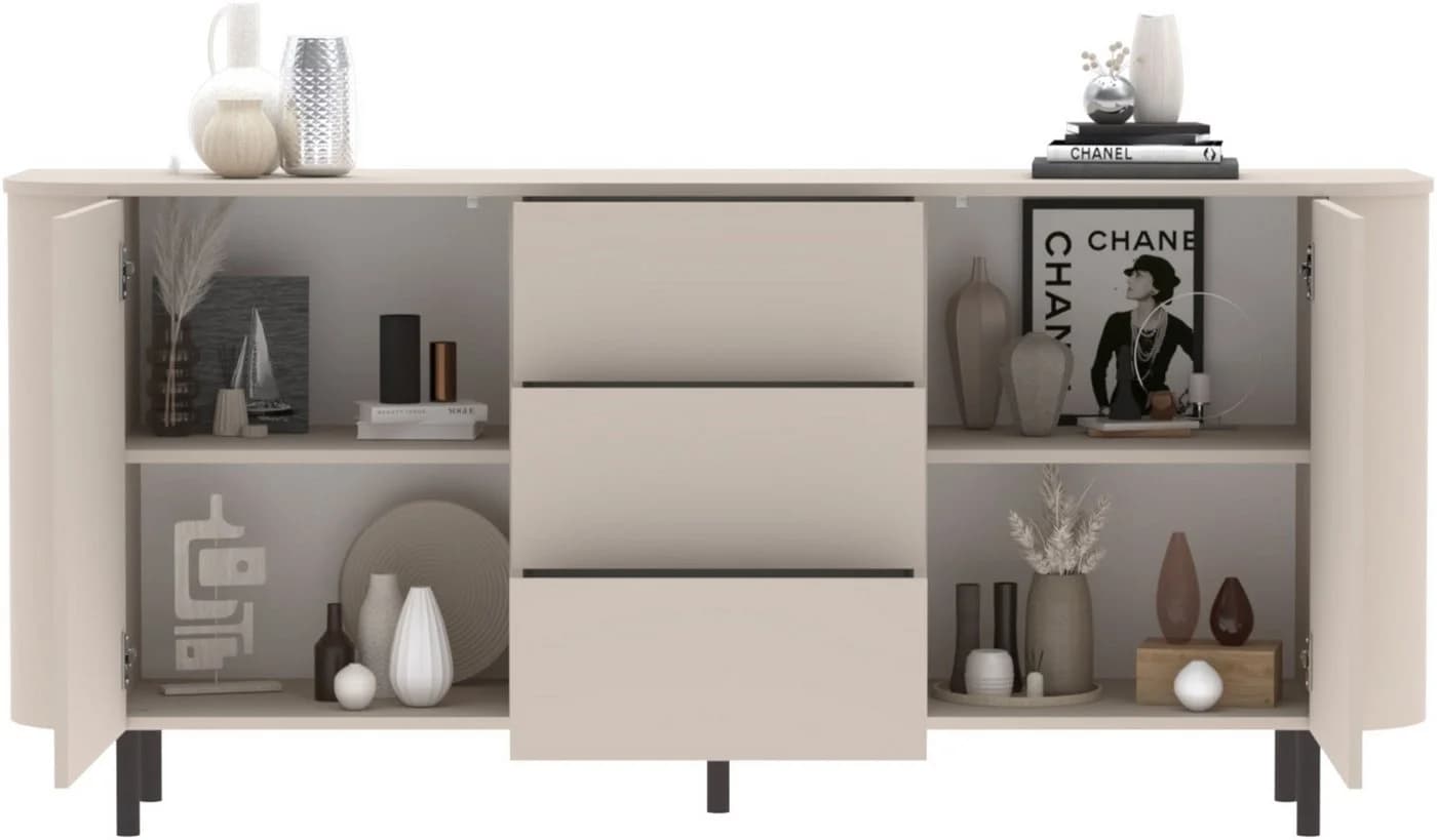INOSIGN Sideboard Lido 181 cm breit, 2 Türen, 3 Schubkästen, Kommode, Stauraumschrank, Cashmere - Bild 5