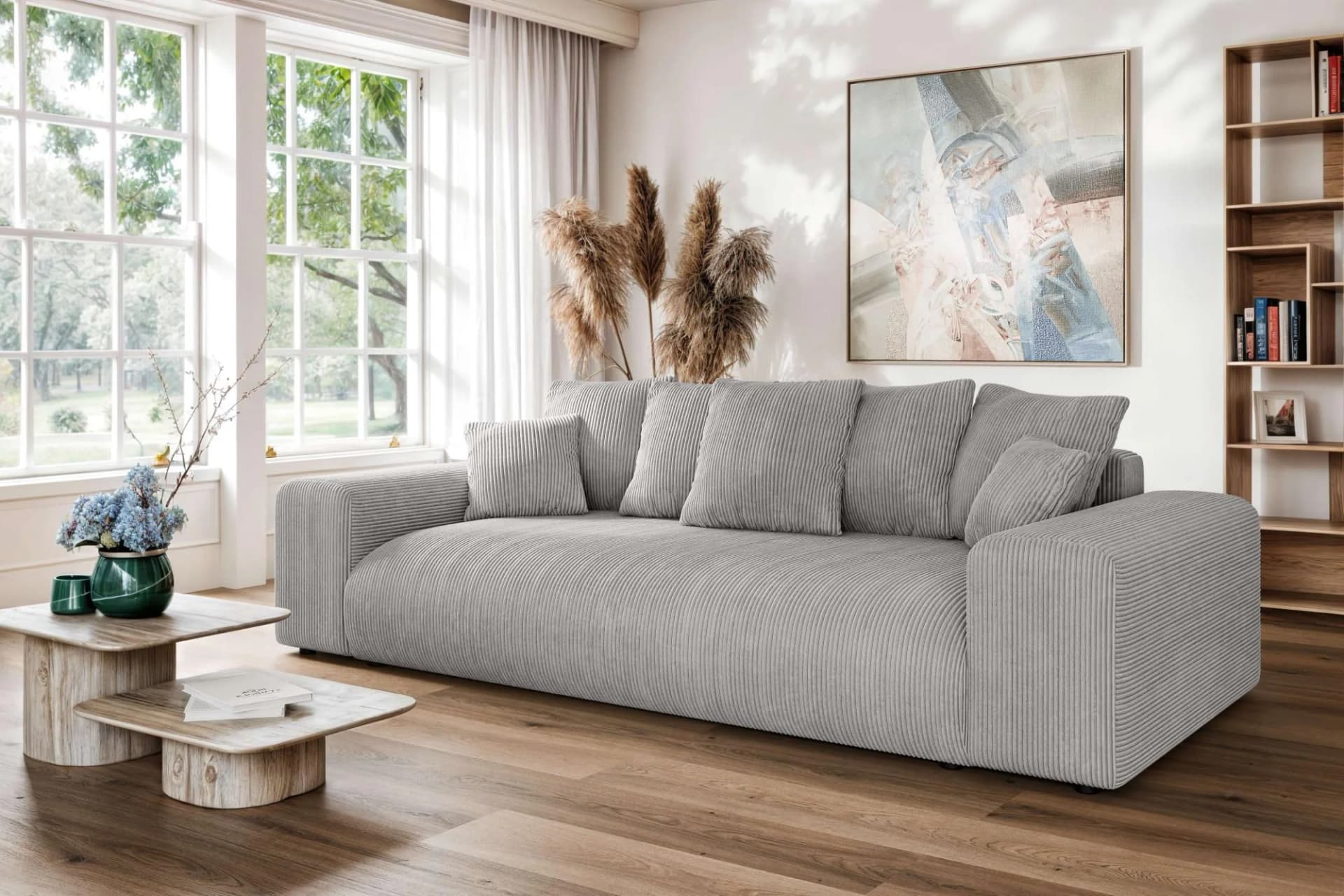 HOME AFFAIRE LAKESIDE 3-Sitzer Schlafsofa mit Bettkasten, Hellgrau