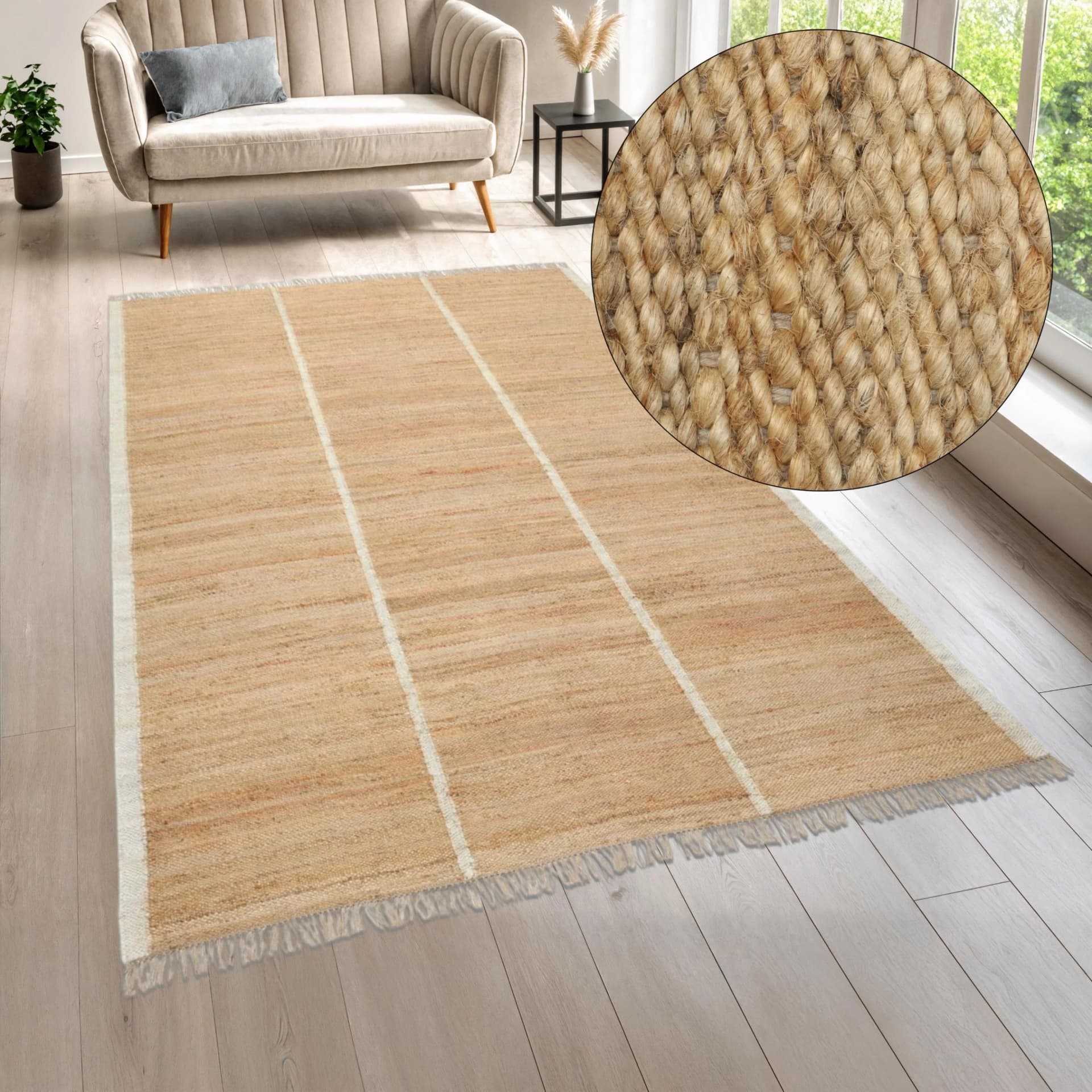 LeGer Home by Lena Gercke Teppich Lenia handgewebt Jute natur