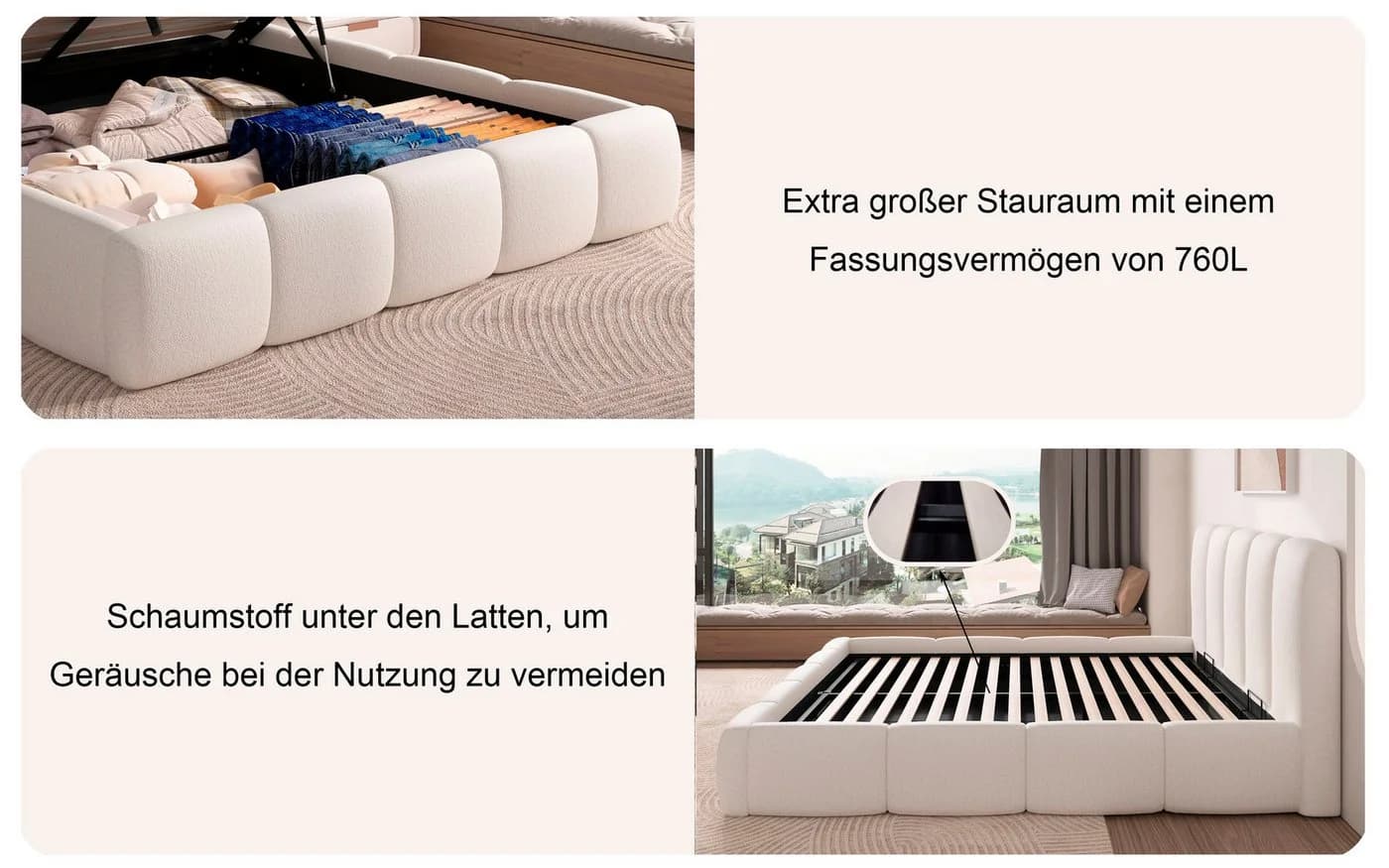 Home affaire Polsterbett MERLINDA 180cm mit Bettkasten - Bild 4