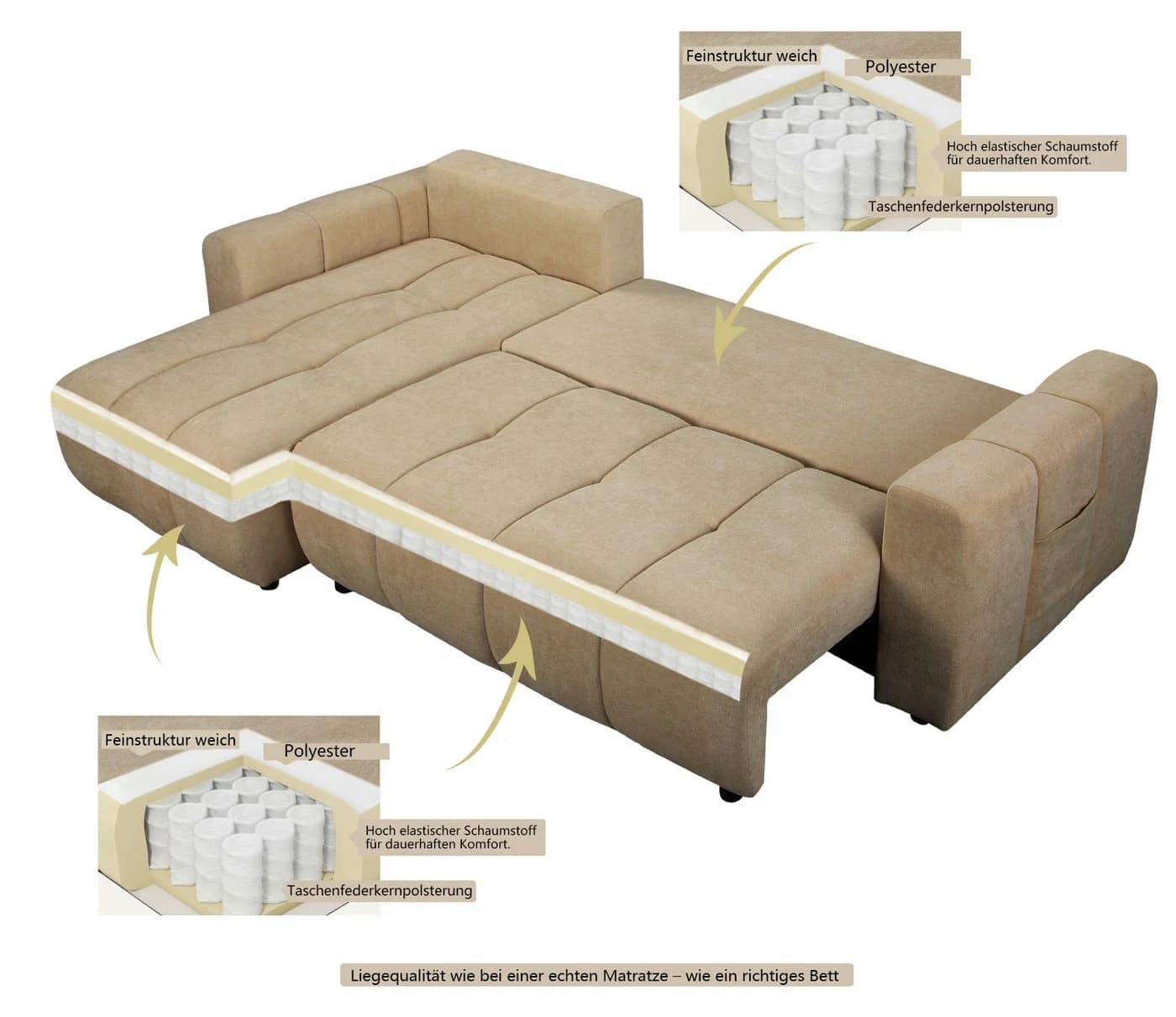 Ecksofa OTTO HOME YLVAA L-Form 241 cm Schlafsofa Beige Boxspring - Bild 5
