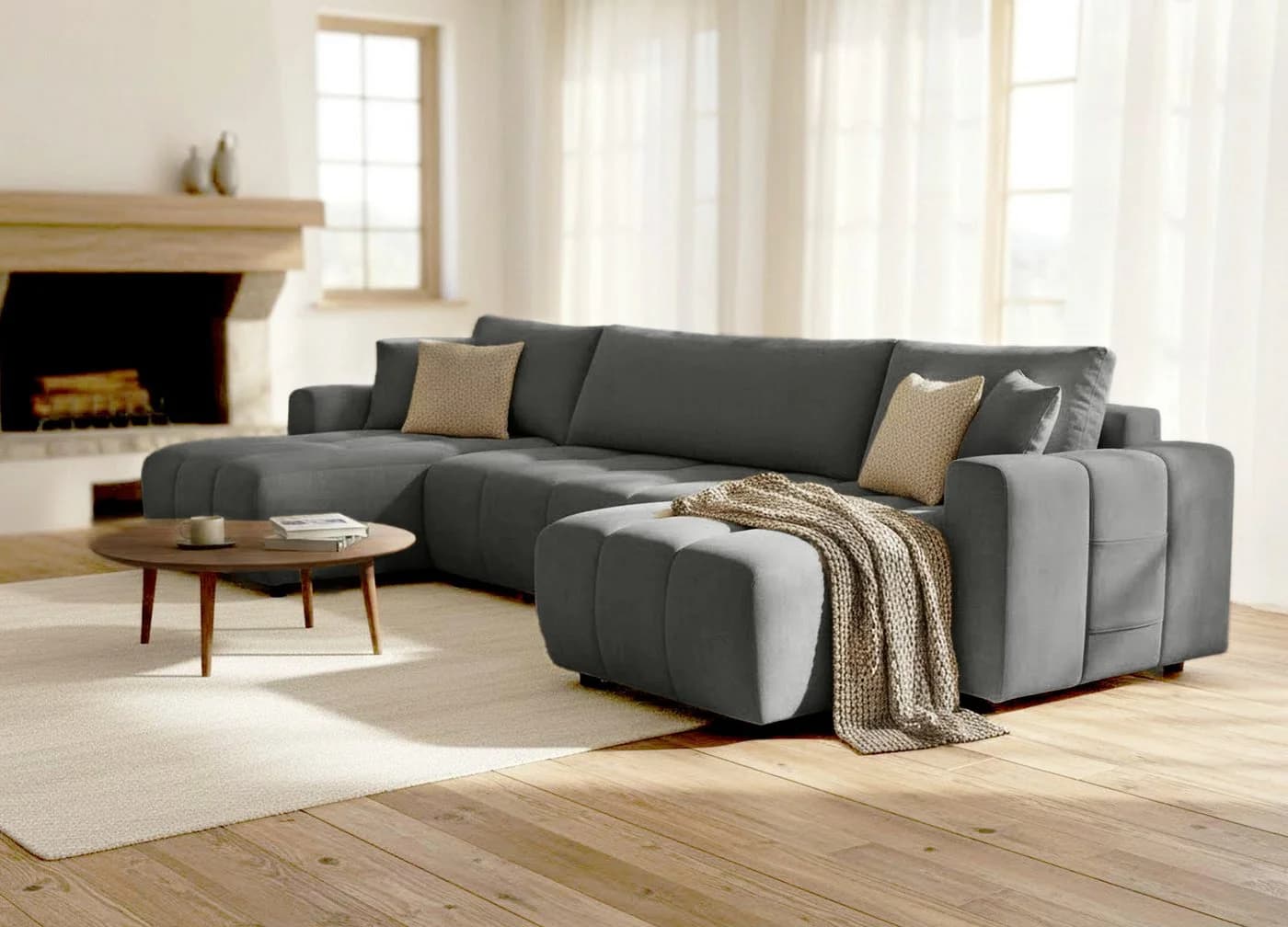 OTTO HOME Wohnlandschaft YLVAA U-Form Schlafsofa Anthrazit Boxspring - Bild 2