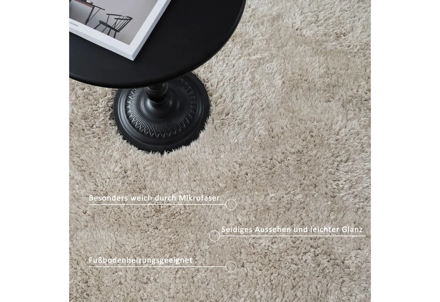 Hochflor-Teppich MY HOME Micro Shaggy Beige - Bild 4