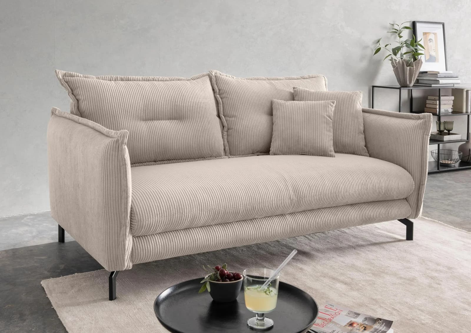 3-Sitzer Sofa HOME AFFAIRE LAVA Beige Verstellbare Armlehnen